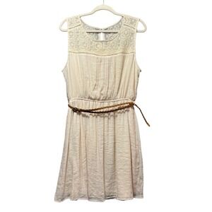 Perch by Blu Pepper Lace Sleeveless Dress Belt Lined 1XL Boho Cottagecore‎